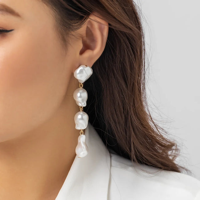 Irregular Pearls Long Tassel Earrings For Women