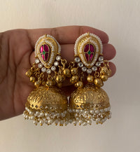 Kashni Kashmiri Ghungroo & Paanchi Work Jhumkas