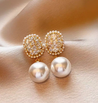 Korean Style Exquisite Gold Plated Geometric Pearl Drop Earring