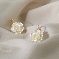 Korean Style Flower Shape Pearl Hoop Earring