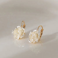 Korean Style Flower Shape Pearl Hoop Earring