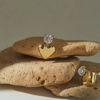Korean Style Gold Plated Heart Shape Zircon Stud Earring