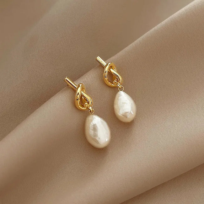 Korean Style Gold Plated Pearl Drop Stud Earring