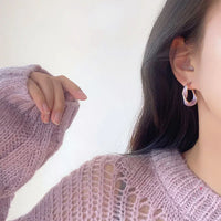 Lavender Color Irregular Hoop Earrings For Women