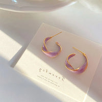 Lavender Color Irregular Hoop Earrings For Women