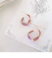 Lavender Color Irregular Hoop Earrings For Women