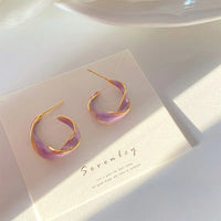 Lavender Color Irregular Hoop Earrings For Women