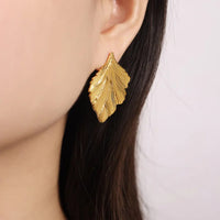 Liora Anti-Tarnish Leaf Stud Earrings