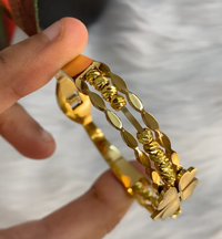 Anti-Tarnish 18K Gold Plated Lucky Leaf Stainless Steel Bracelet