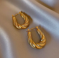 Luna Twisted Gold Hoop Earrings