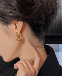 Luna Twisted Gold Hoop Earrings
