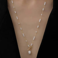 Luna Pearl Stainless Steel Chain Necklace