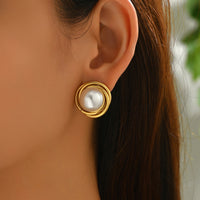Lustre Knot – Stainless Steel Pearl Studs