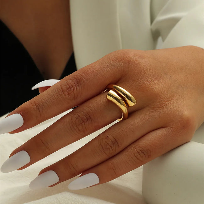 Luxurious Gold Plated Adjustable Ring