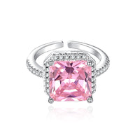 Luxurious Princess Cut Pink Color Zircon Diamond Ring