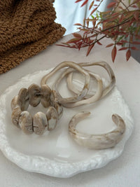 Marble White Resin Bracelet Combo Set – Set of 3 Unique Designs