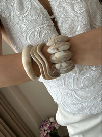 Marble White Resin Bracelet Combo Set – Set of 3 Unique Designs