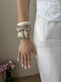 Marble White Resin Bracelet Combo Set – Set of 3 Unique Designs