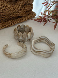 Marble White Resin Bracelet Combo Set – Set of 3 Unique Designs