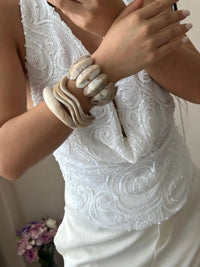 Marble White Resin Bracelet Combo Set – Set of 3 Unique Designs