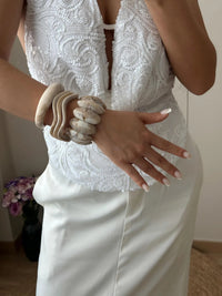 Marble White Resin Bracelet Combo Set – Set of 3 Unique Designs