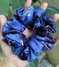 Midnight Blue Sky Printed Premium Quality Satin Scrunchie