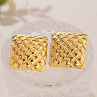 Mira Anti-Tarnish Pumpkin Texture Square Stud Earrings
