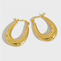 Oval Minimalist 18K Gold Plated Stainless Steel Anti-Tarnish Hoop Earring