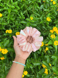 Peach Color Luxury Holographic Organza Scrunchie Regular Fluffy Size