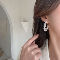Pearl Braided Circle Hoop Earrings For Women