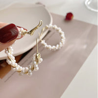 Pearl Braided Circle Hoop Earrings For Women