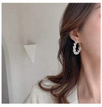 Pearl Braided Circle Hoop Earrings For Women