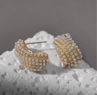 Pearl Cluster Statement Stud Earrings