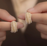 Pearl Cluster Statement Stud Earrings