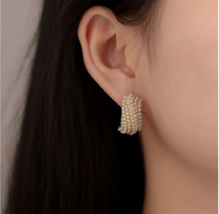 Pearl Cluster Statement Stud Earrings