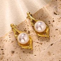 304 Stainless Steel Pearl Drift Sculpted Earrings