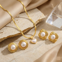 Pearl Glow Luxe Set — Anti-Tarnish Necklace + 2 Earring Pairs Combo