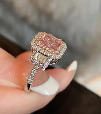 Pink Diamond Rhinestones Statement Ring