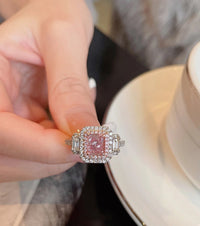 Pink Diamond Rhinestones Statement Ring
