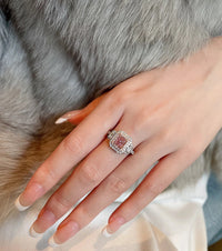 Pink Diamond Rhinestones Statement Ring