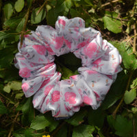 Pink Dreamy Flower Print Premium Quality Satin Scrunchie