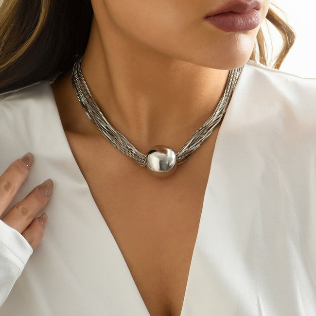 Platinum Color Statement Necklace For Women