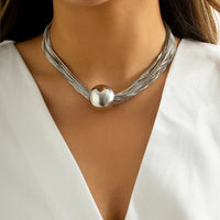 Platinum Color Statement Necklace For Women