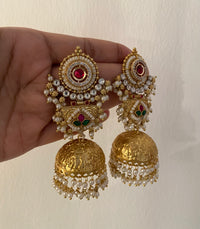 Rajasi Ornate Victorian-Style Grand Brass Jhumkis