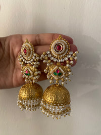 Rajasi Ornate Victorian-Style Grand Brass Jhumkis