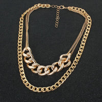 Retro Gold Plated Alloy Thick Chain Double Layer Necklace