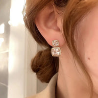 Rhinestone Diamond Square Drop Earrings For Women