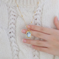 Anti-Tarnish Stainless Steel Rose Engraved pendant 18K Gold Plated Necklace