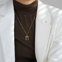 Anti-Tarnish Stainless Steel Rose Engraved pendant 18K Gold Plated Necklace