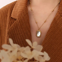 Anti-Tarnish Stainless Steel Rose Engraved pendant 18K Gold Plated Necklace